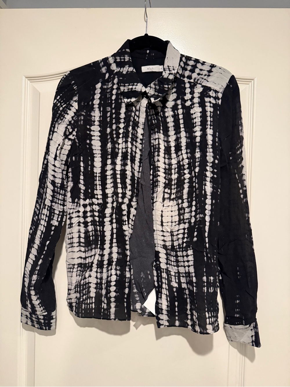 A.L.C Tie Dye Black and White Button Up Medium